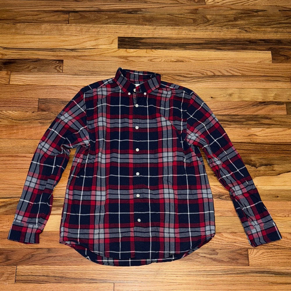 Men’s Old Navy The Classic Shirt Medium Navy/Red/Grey/White Plaid